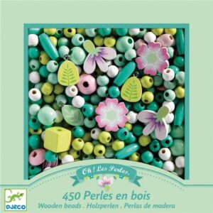 450 Perlas de madera Hojas y Flores