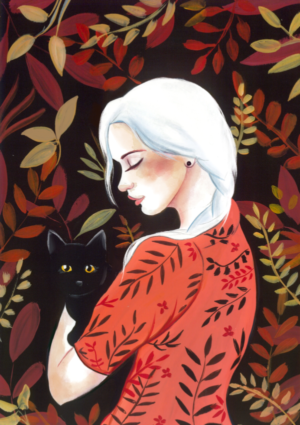 Mujer con gatos